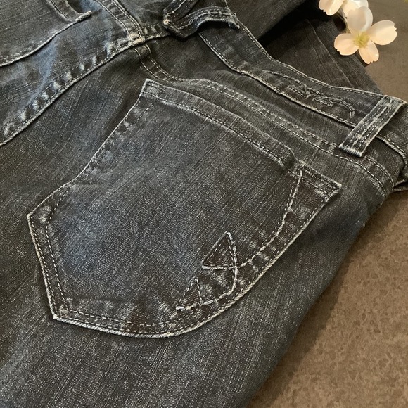 Miss Me Wide Leg Flare Jeans Lawrence Dark Wash Crackle Fade JP4531 Low Rise - Picture 5 of 16